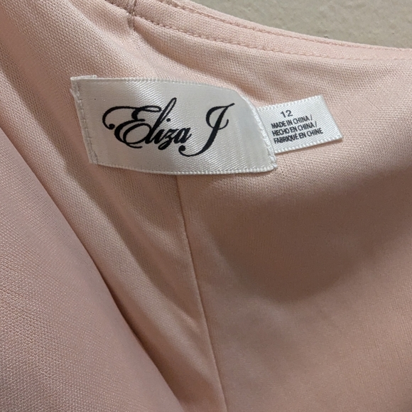 Eliza J One-Shoulder Satin Bow A-Line Blush Pink Evening Dress Maxi Gown- 12 - Picture 11 of 16